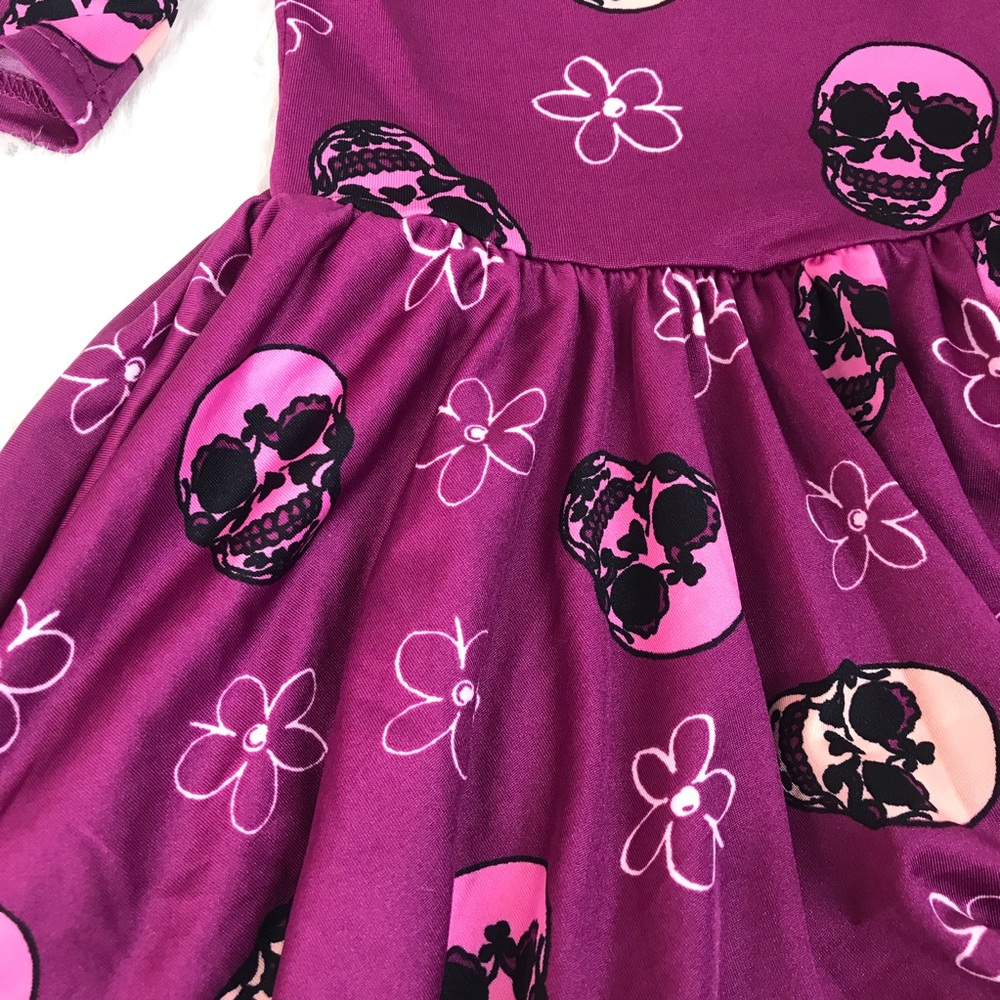 DOT DOT‎ SMILE Baby Girl Halloween Twirly Dress Skulls Purple 12 24 Months - Picture 2 of 7